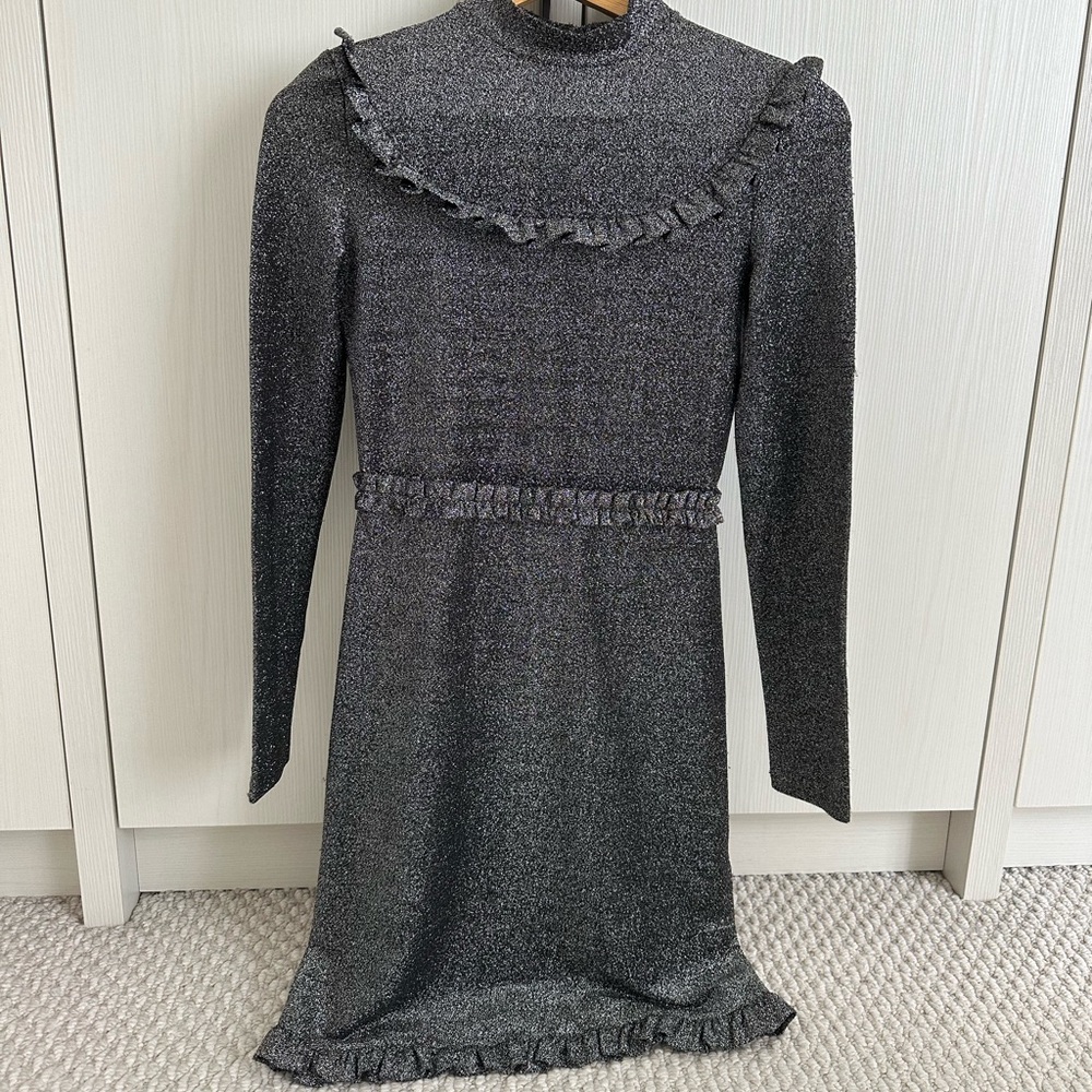 Maje Glittering Black and Silver Dress